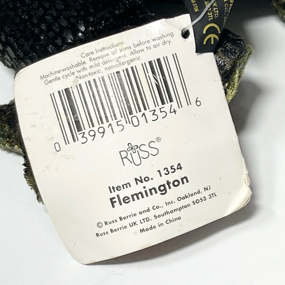 Flemington Frog Russ 6” Plush Stuffed Beanie Green Earth Zone Zonies Item 1354 - Picture 11 of 12